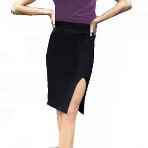 NWT Side-Slit Black Pencil Skirt High Waisted XL BAYSYX
